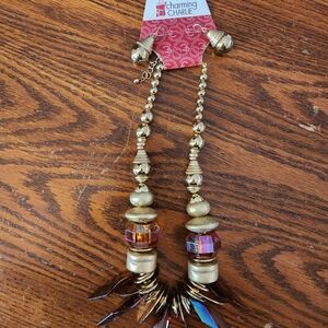 Charming Charlie Gold and Brown Beaded Necklace